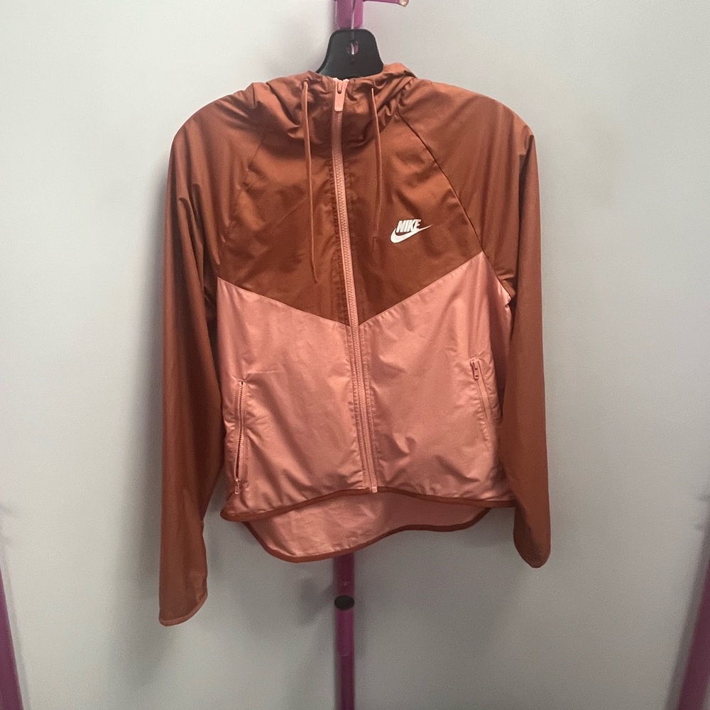 Nike Women's Two-Tone Rust & Dusty Bomber Windbreaker Jacket